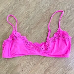 Skims Lace Trim Pink Bralette